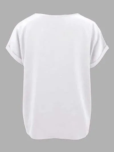 Round Neck Short Sleeve T-Shirt Women's T-Shirts - Tophatter Daily Deals